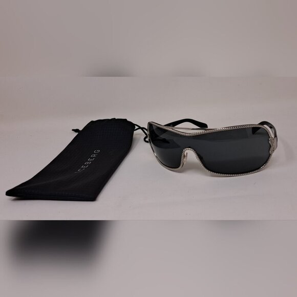 PRADA Women's Rimless shield sunglasses black silver Mono Rope Y2K SPR 1BC-1A1 - Picture 1 of 15